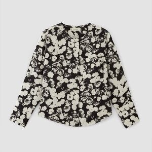 Everlane “the Popover Shirt” Linen Floral Black and White Women's Blouse
